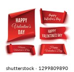 set of five red  happy... | Shutterstock . vector #1299809890