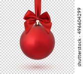 Red Christmas Ball With Ribbon...
