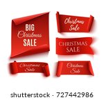 set of five red  christmas sale ... | Shutterstock .eps vector #727442986