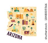 Illustrated Map Of Arizona...