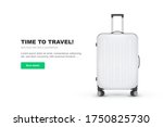 realistic plastic suitcase. red ... | Shutterstock .eps vector #1750825730