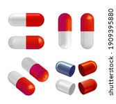 set of capsule pills isolated... | Shutterstock .eps vector #1909395880