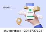 3d render for online delivery... | Shutterstock .eps vector #2043737126