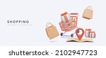 shopping banner with location... | Shutterstock .eps vector #2102947723