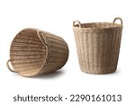 Empty wooden wicker basket on...