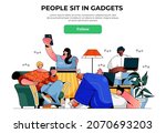 people sit in gadgets web... | Shutterstock .eps vector #2070693203