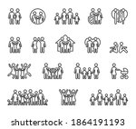 vector set of family line icons.... | Shutterstock .eps vector #1864191193