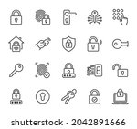 vector set of lock line icons....