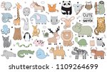vector cartoon big set of cute... | Shutterstock .eps vector #1109264699
