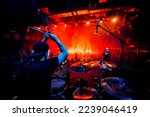 Rock concert poster. a drummer...
