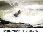 Small photo of Long Beach, New York - September 13, 2018 - Hurricane Florence providing large waves for surfers at the 2018 Unsound Pro.