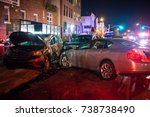 Multiple Car Crash Night City...