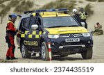 Small photo of Camber, East Sussex, UK, 28th September 2023. Combined emergency services operation to simulate a "rescue at sea" scenario using volunteers