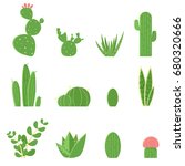 flat vector set of cacti and... | Shutterstock .eps vector #680320666
