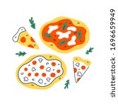 pizza collection  various pizza ... | Shutterstock .eps vector #1696659949