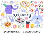 food delivery collection ... | Shutterstock .eps vector #1702909249