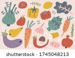 vegetable and fruit set  hand... | Shutterstock .eps vector #1745048213