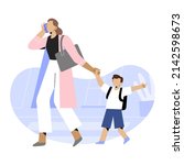 businesswoman  mother walking... | Shutterstock .eps vector #2142598673