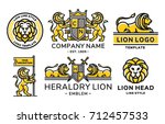 lion logo set modern line style ... | Shutterstock .eps vector #712457533