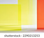 Small photo of Futuristic simple background made of coloured acrylic glass for perfume or make up. Layered composition provides depth and perspective for product or package promotion. Advertising showcase template.