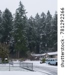 Small photo of Off base typical military housing in Spanaway Washington state in the Pacific northwest with a temperate rain forest climate, here with snow in winter