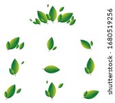 set of green leaves on a white... | Shutterstock .eps vector #1680519256