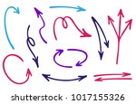 red and blue hand drawn arrow... | Shutterstock .eps vector #1017155326
