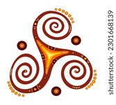 Celtic Triskele neolithic triple spiral symbol, three legs spiritual marking from Irish culture. 3 joining spirals Celtic Triskele vector swirl sign. Symbol of inner and outer worlds, birth, death.