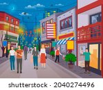 china city street at night.... | Shutterstock .eps vector #2040274496