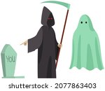 faceless angel of death... | Shutterstock .eps vector #2077863403