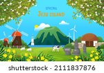 jeju island in spring.... | Shutterstock .eps vector #2111837876