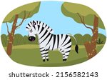 Cute Zebra In Landscape With...