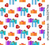 adorned festive present boxes... | Shutterstock .eps vector #586329746