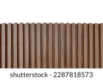 Wood fence. Brown wooden plank surface texture background for interior design isolated on white background with clipping path.