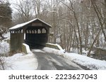 Small photo of Winter photo of Hern’s Mill Bridge with snow and creek in Greenbrier County West Virginia