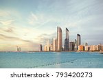 Abu Dhabi Skyline Corniche at sunset 