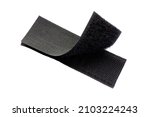 Small photo of Contact tape isolated on white background, top view. Black velcro on a white background. Velcro fastener for clothes isolated on white background, top view. Black velcro, top view.