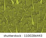 banana leaf seamless pattern... | Shutterstock .eps vector #1100286443