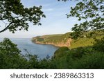 View from the South West Coastpath of the North Devon coastline at Woody Bay