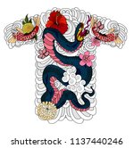  red snake vector and cherry... | Shutterstock .eps vector #1137440246