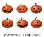 set of halloween funny pumpkins ... | Shutterstock .eps vector #1188734590