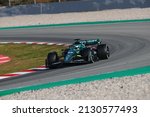 Small photo of Barcelona, Spain - February 26 2022: F1 Pre Season Test - Sebastian Vettel (GER) - Aston Martin AMR22