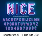 neon light alphabet ... | Shutterstock .eps vector #1105435310