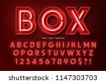 neon light 3d alphabet  extra... | Shutterstock .eps vector #1147303703