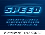 futuristic dynamic alphabet ... | Shutterstock .eps vector #1764763286