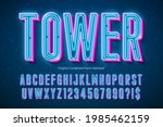 neon light 3d alphabet  extra... | Shutterstock .eps vector #1985462159