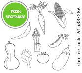 hand drawn vegetables ... | Shutterstock .eps vector #615337286