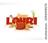 happy lohri font with music... | Shutterstock .eps vector #2096949070