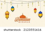 ramadan mubarak font with... | Shutterstock .eps vector #2123551616