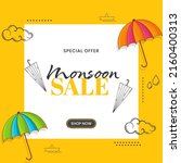 monsoon sale poster design... | Shutterstock .eps vector #2160400313